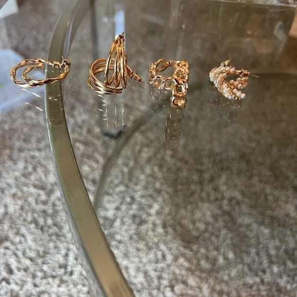 SALE💚 any 3 for $18 💚 Statement Hoop Dangle Earrings Gold Tortoise Acrylic Re… - Picture 2 of 2